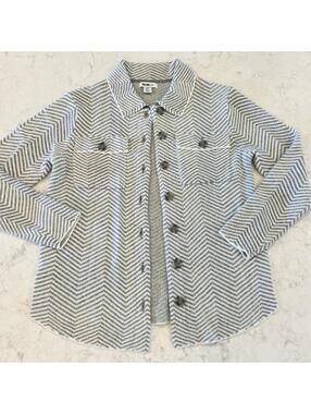 William Rast Gray White Chevron Sweater Shacket Medium NWOT